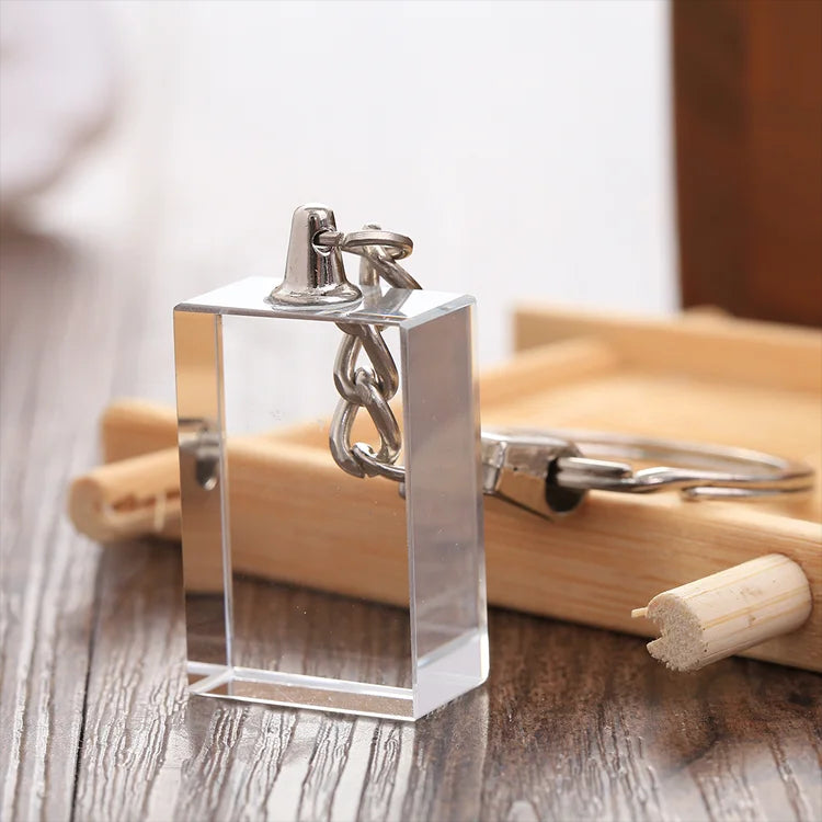 Crystal Blank Glass Rectangle Key Ring – Elegant Crystal Keychain