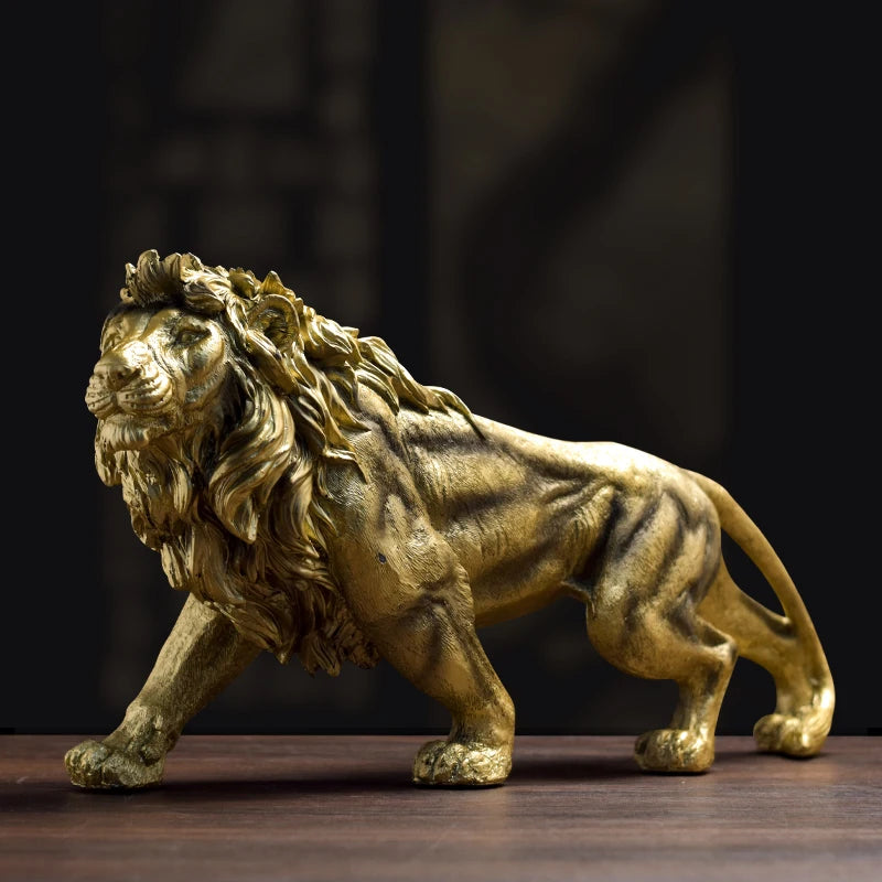 Handmade Resin Lion Statue, Animal Figurines, Lion Sculptures for Home Decor