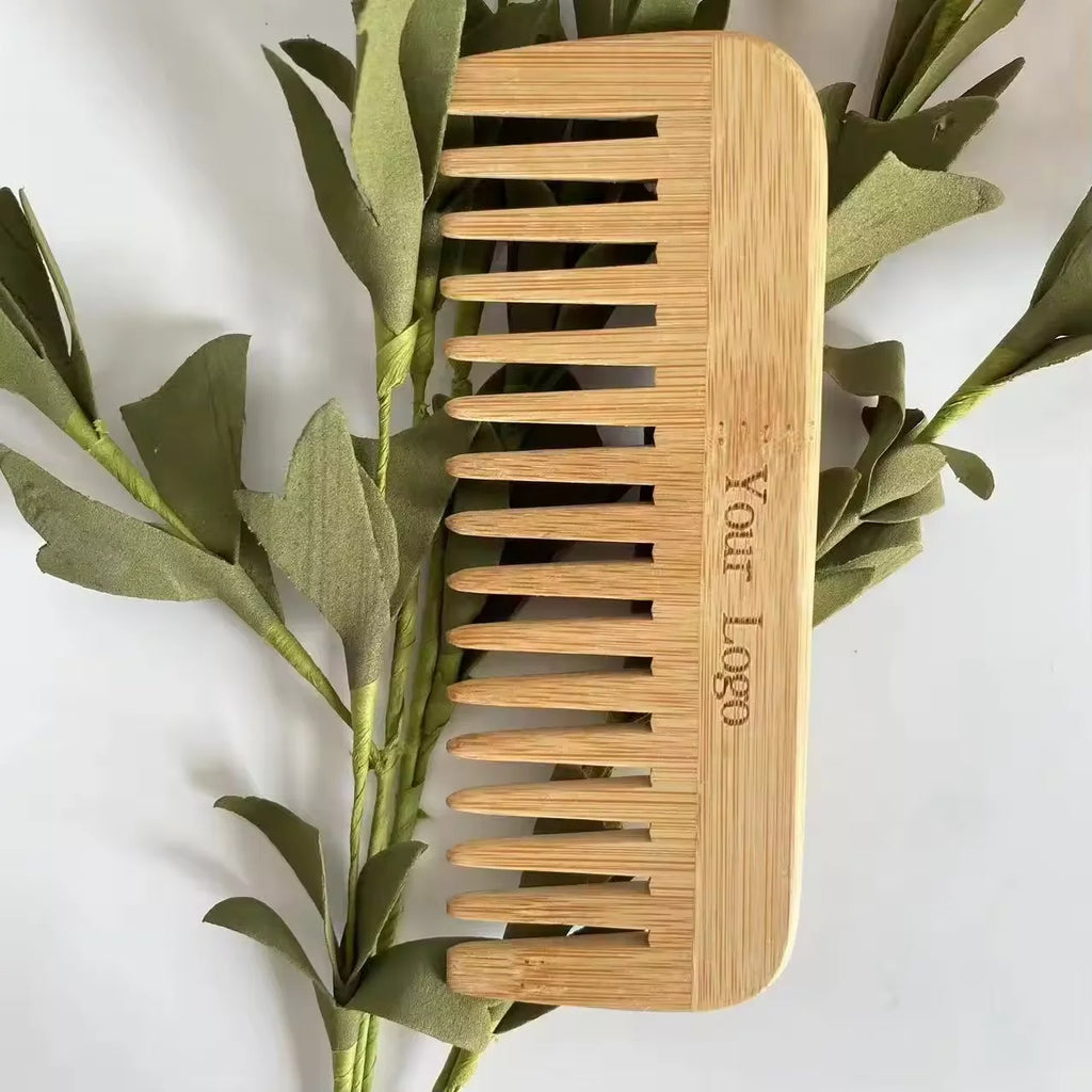 Wooden Hairbrush & Bamboo Wide Comb Set – Biodegradable Scalp Massage Brush