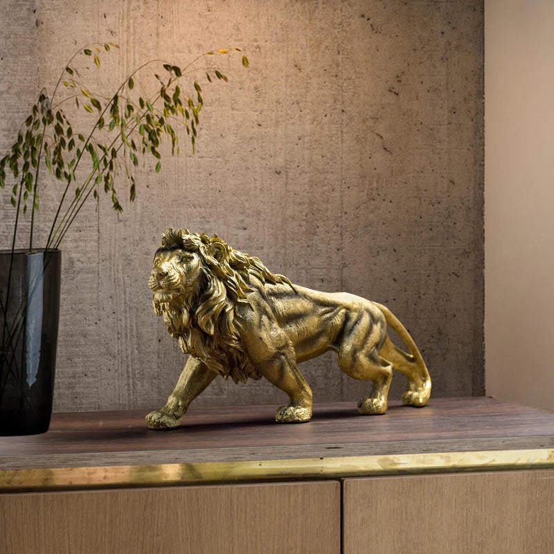 Handmade Resin Lion Statue, Animal Figurines, Lion Sculptures for Home Decor