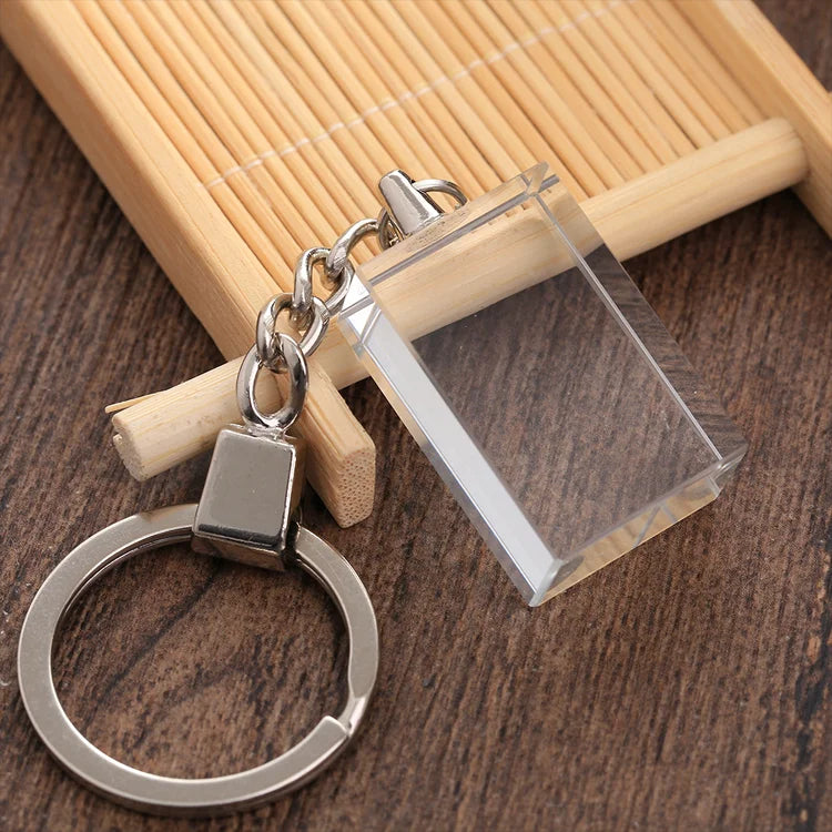 Crystal Blank Glass Rectangle Key Ring – Elegant Crystal Keychain