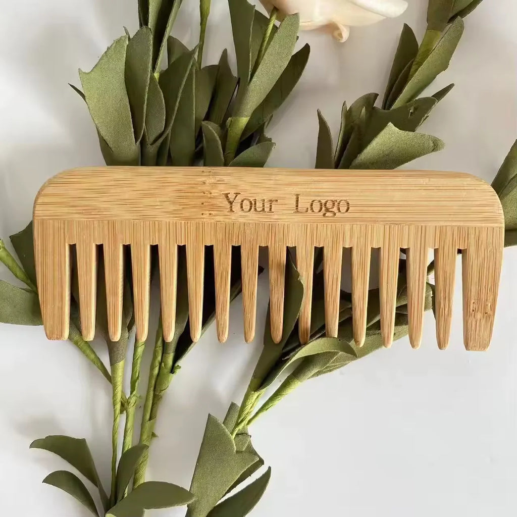 Wooden Hairbrush & Bamboo Wide Comb Set – Biodegradable Scalp Massage Brush