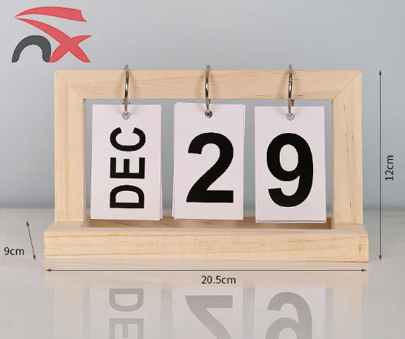Desktop Wooden Perpetual Flip Calendar – Month Display for Office & Home