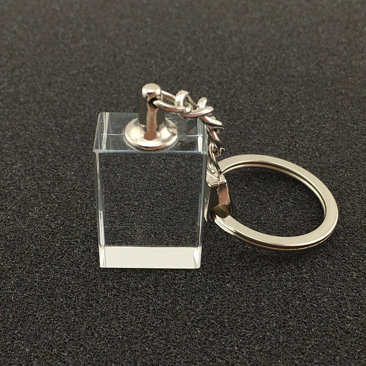 Crystal Blank Glass Rectangle Key Ring – Elegant Crystal Keychain