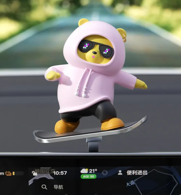 Decoration Cute Bear Skateboard Ornament, Navigation Figurine